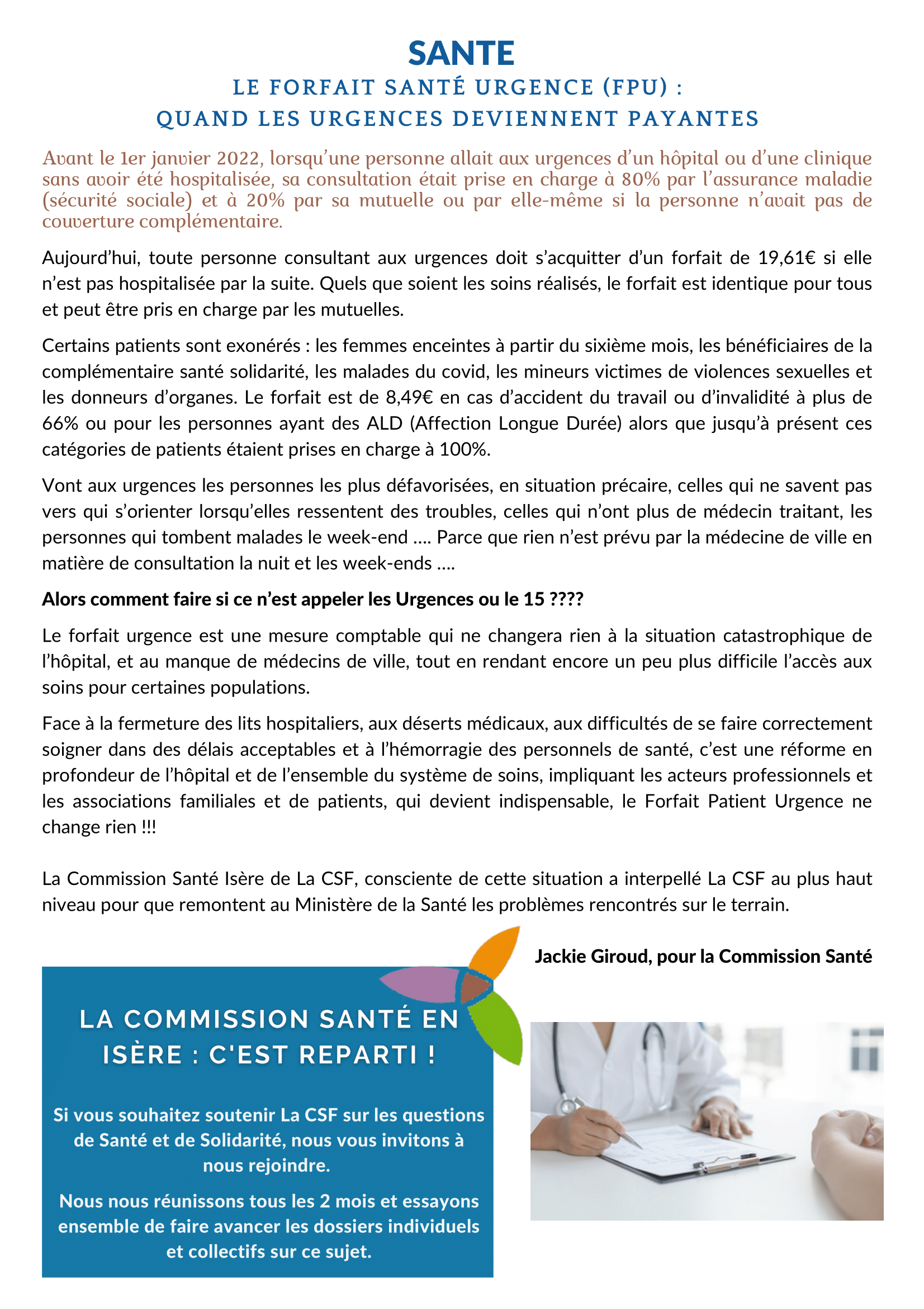 Inform'action n° 176, le journal de La CSF Isère - La CSF 38